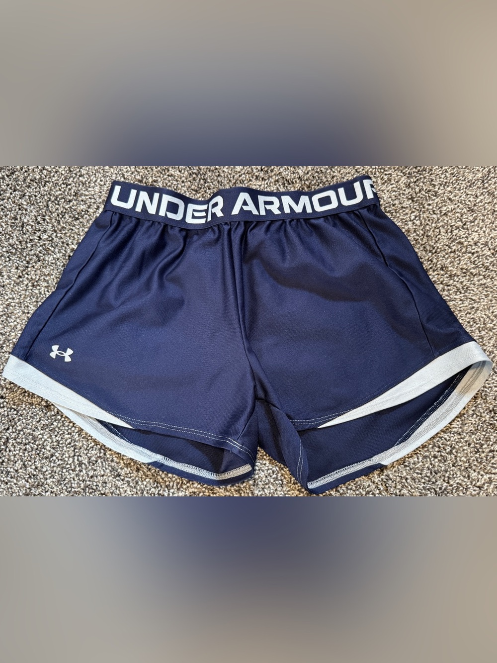 Under Armour Navy Blue Women's Athletic Shorts with White Trim